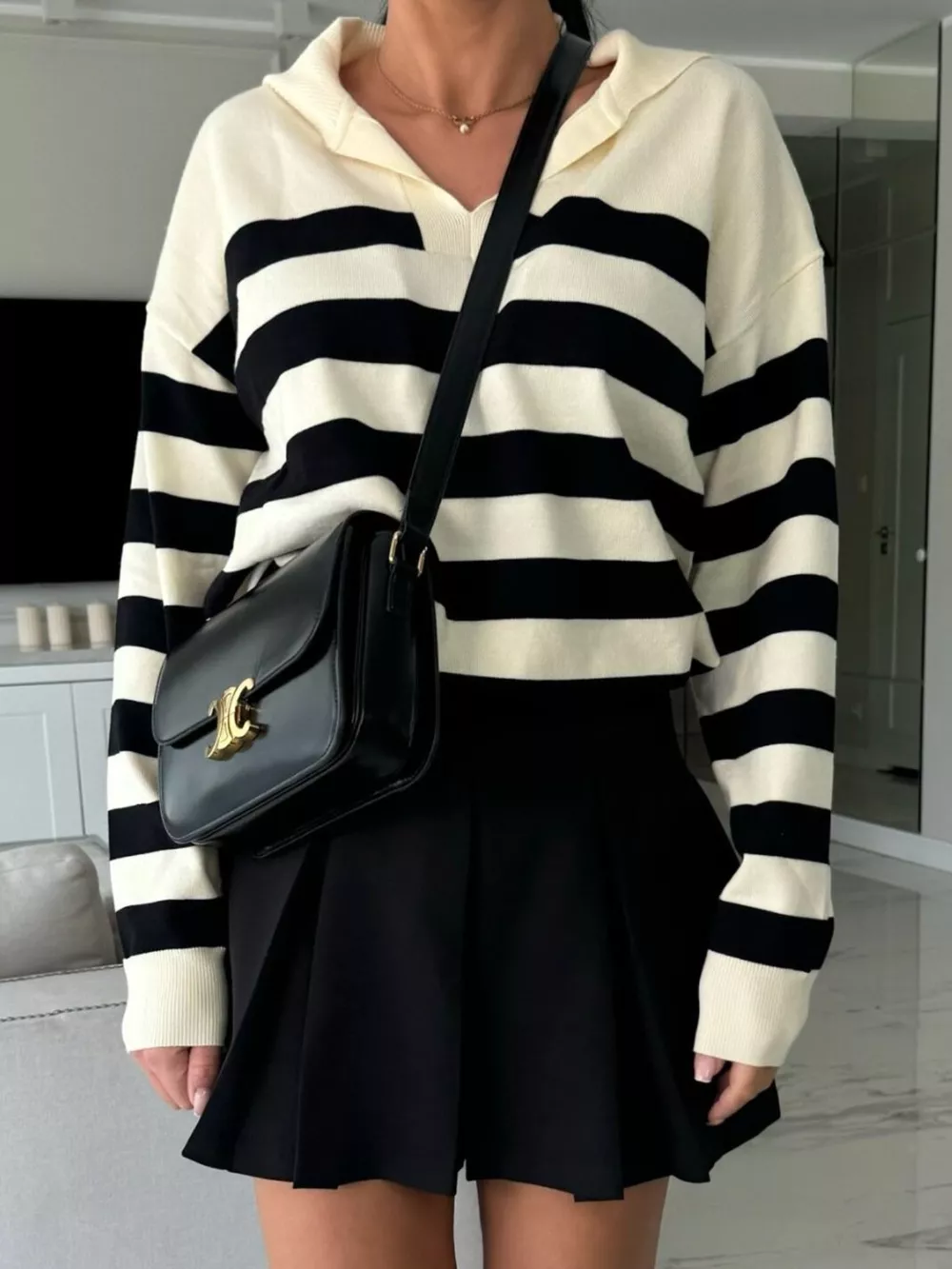 Striped Dropped Shoulder Knit Top, image 13