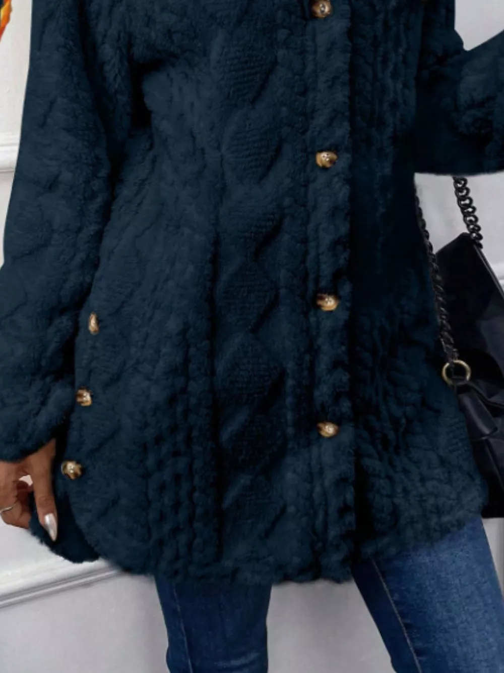 Full Size Button-Down Hooded Outerwear Plus Size, image 5
