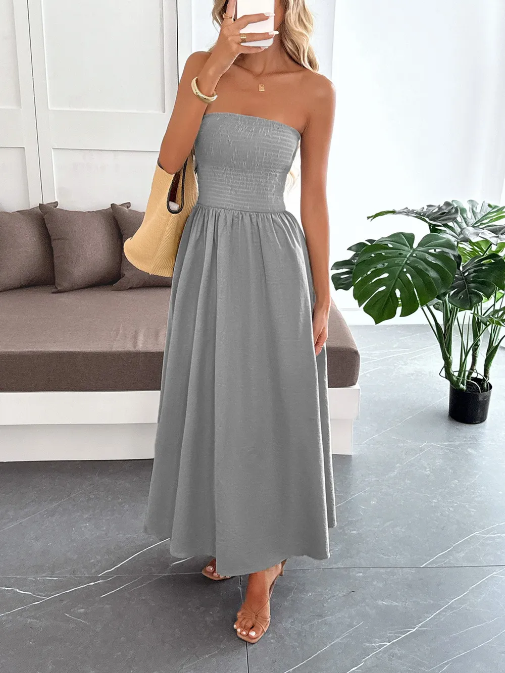 Smocked Tube Maxi Dress, image 5