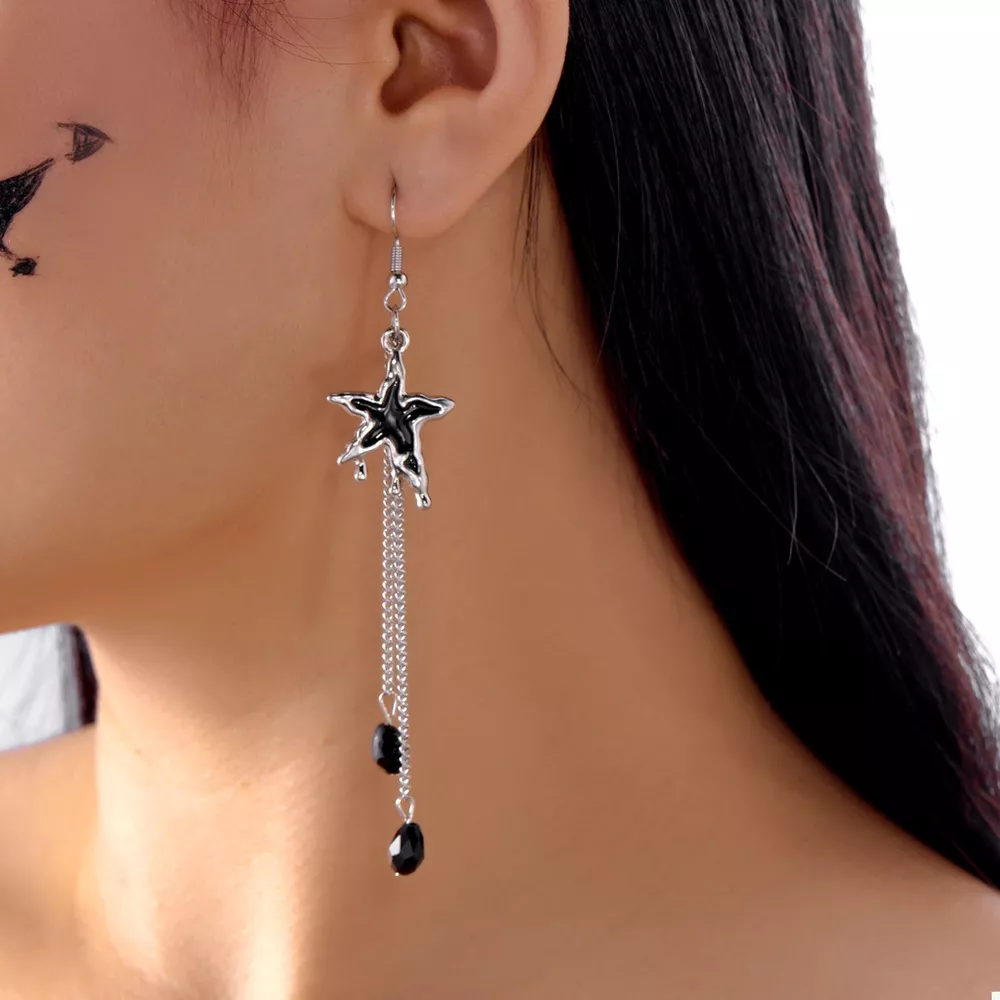 Star & Moon Chain Drop Earrings, image 2