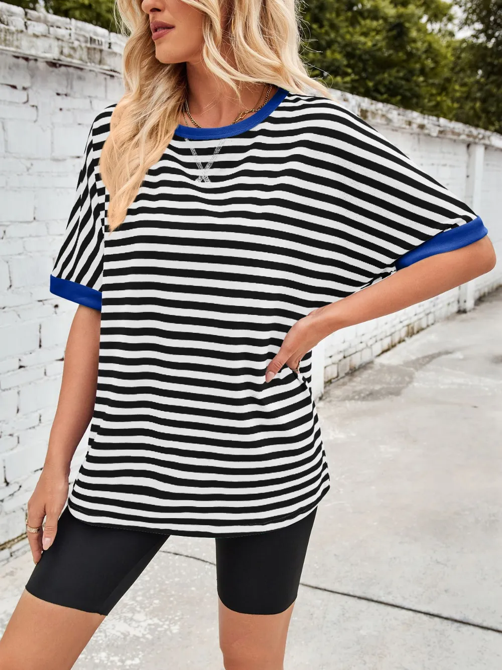 Striped Round Neck Half Sleeve T-Shirt, image 18