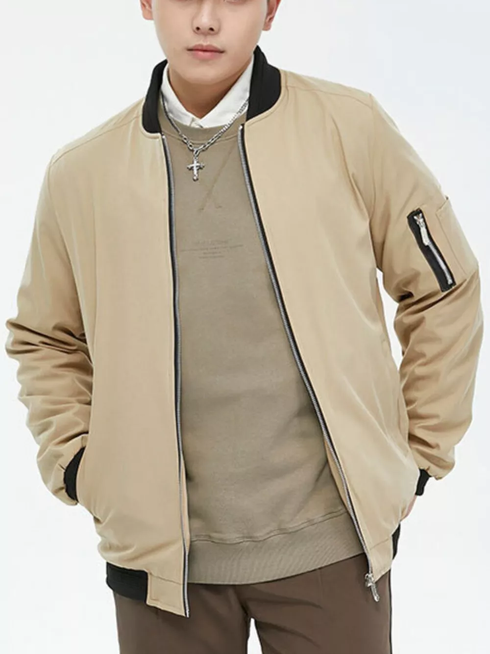 Men's Plus Size Casual Lightweight Bomber Jacket, image 3