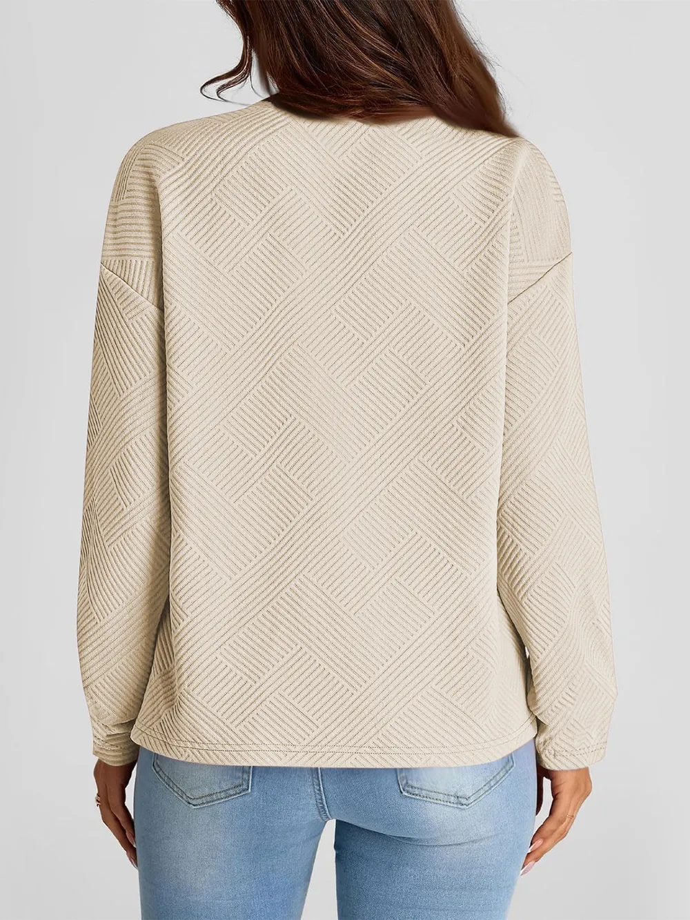 Full Size Texture Round Neck Long Sleeve Sweatshirt, image 3