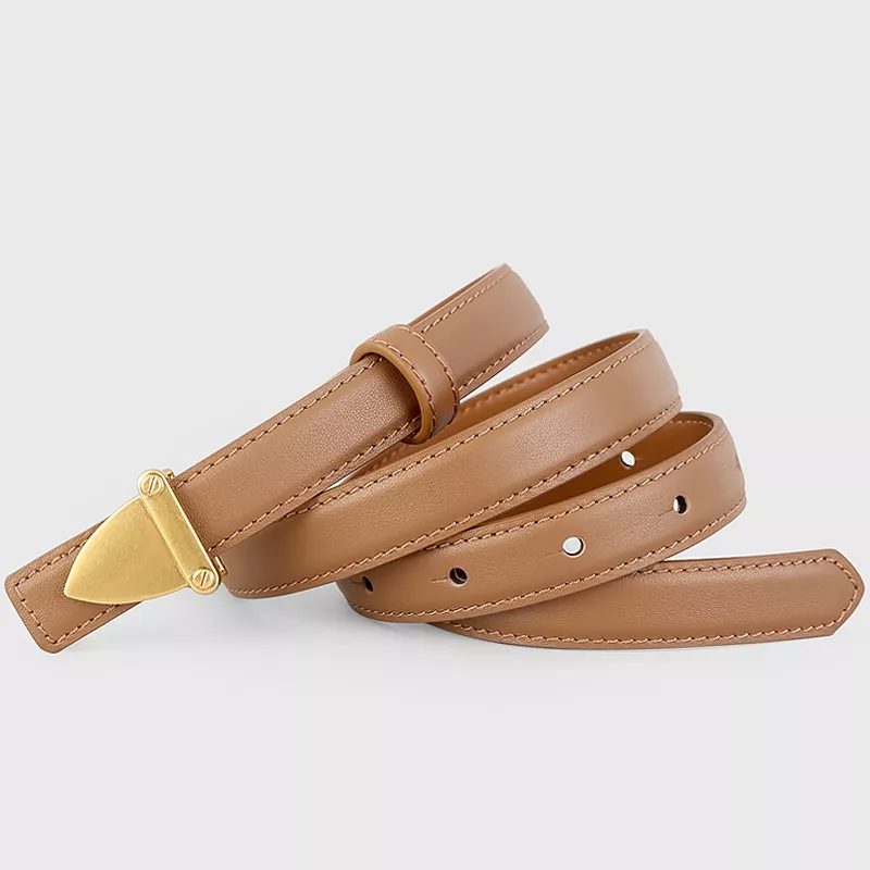 Leather Belt with Golden Buckle, image 5