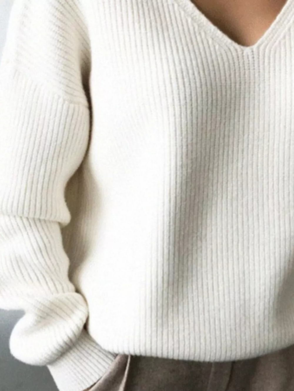 V-Neck Dropped Shoulder Sweater, image 5