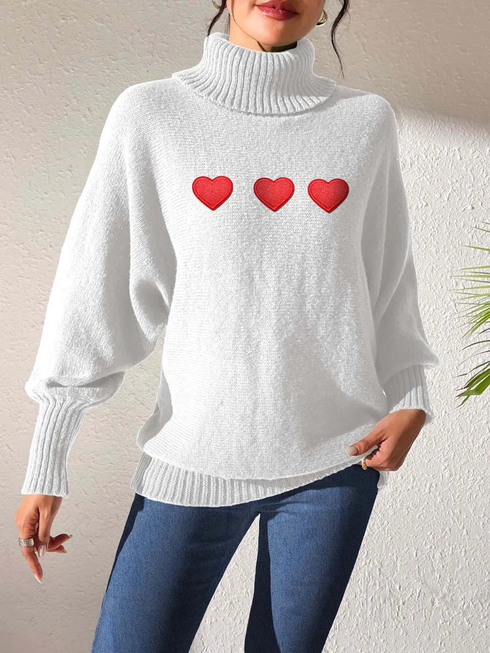 Heart Turtleneck Long Sleeve Sweater, image 11