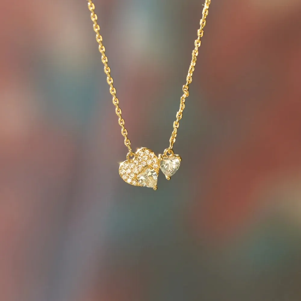18K Gold-Plated 925 Sterling Silver Zircon Heart Necklace, image 3