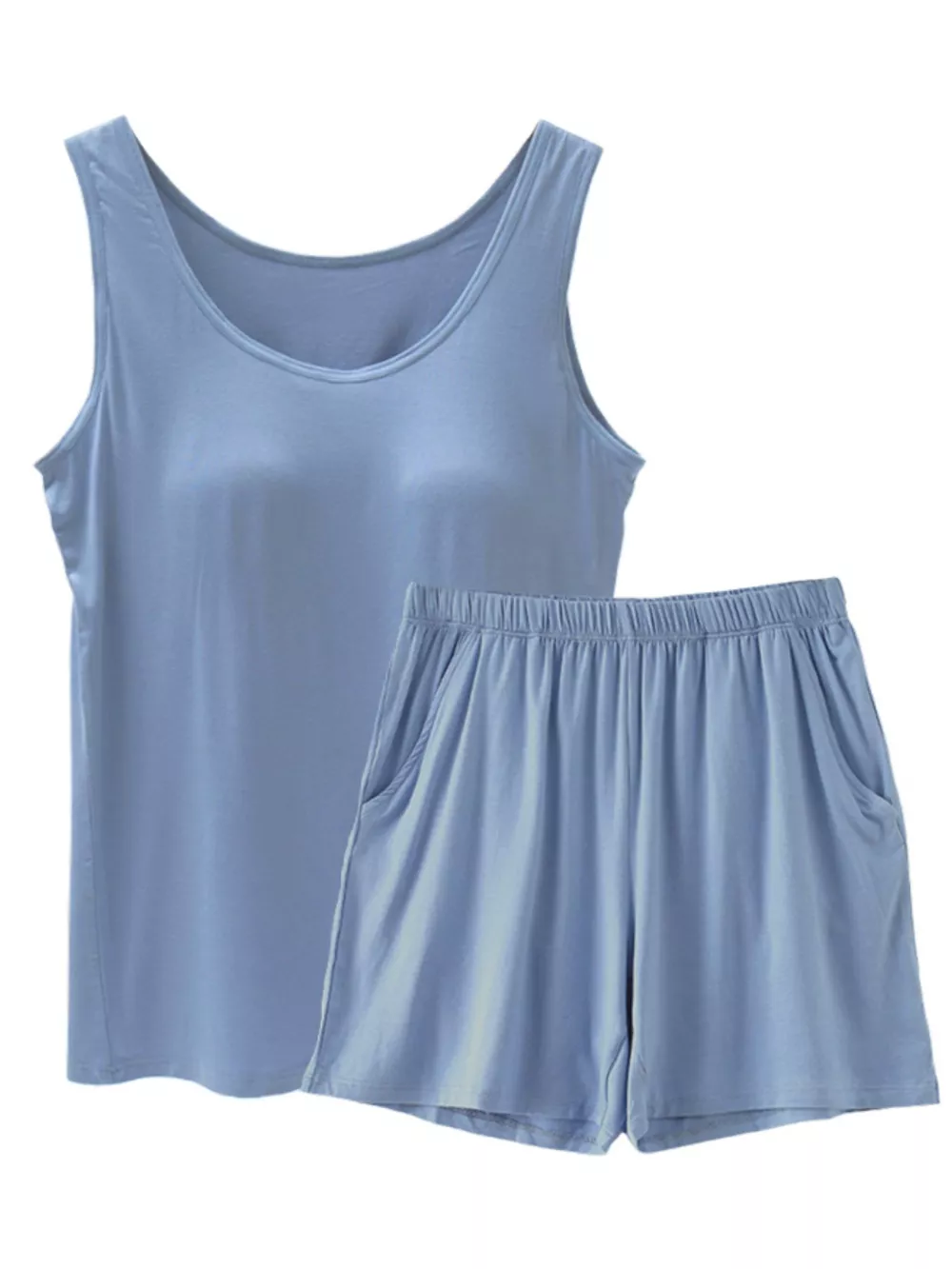 Plus Size Modal Padded Sleeveless Tank Top & Shorts Set, image 4