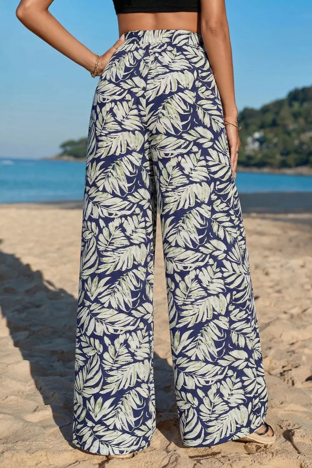 Leaf Print Wide Leg Pants, image 3