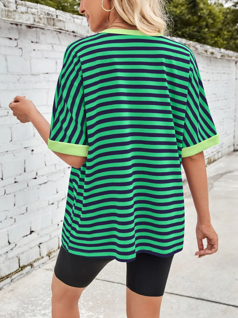 Striped Round Neck Half Sleeve T-Shirt, image 33