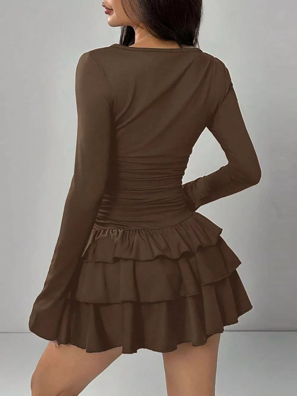 Ruffle Hem Long Sleeve Mini Dress, image 7