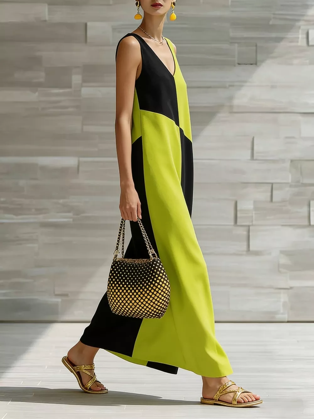 Color Block Sleeveless Maxi Dress, image 8