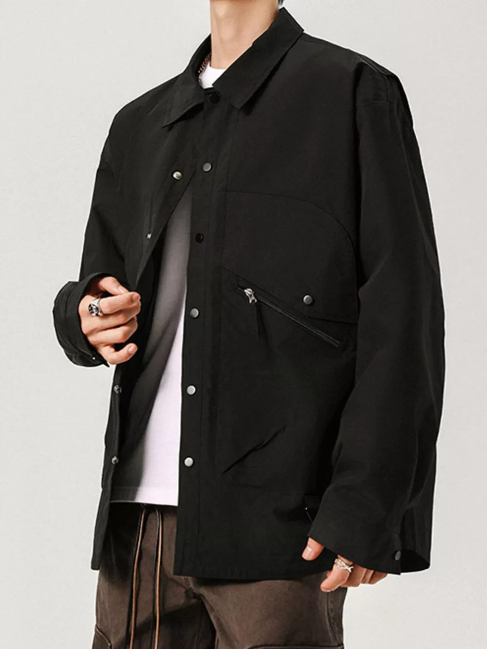 Men's Plus Size Casual Snap-Down Jacket, image 2