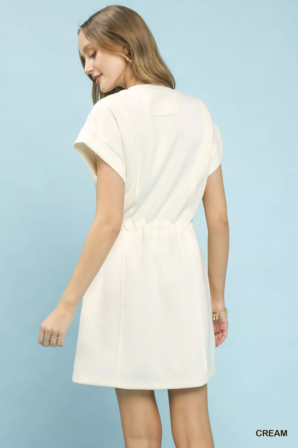 Knit Zip Front Drawstring Dress, image 3