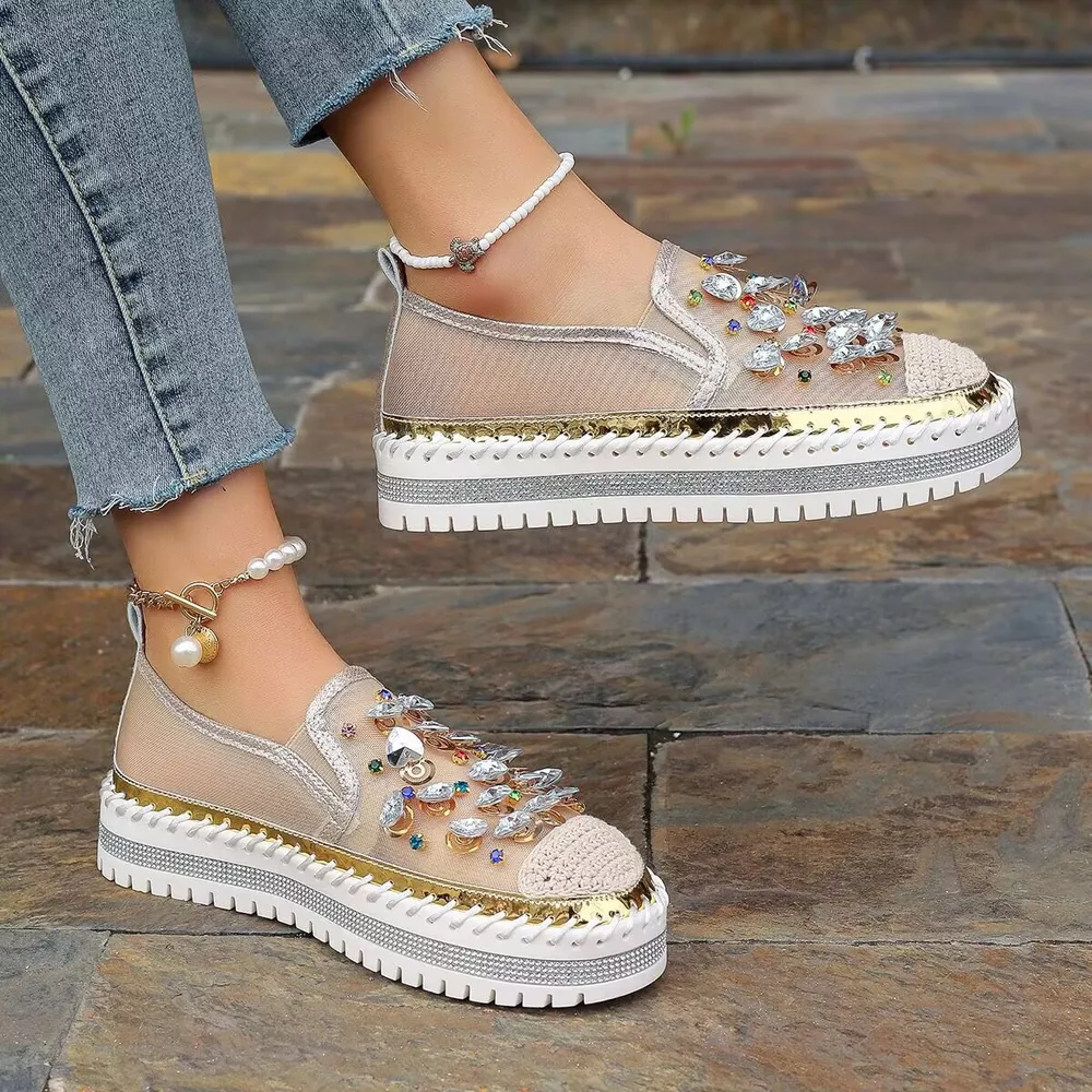 Rhinestone Decor Platform Loafers, image 10