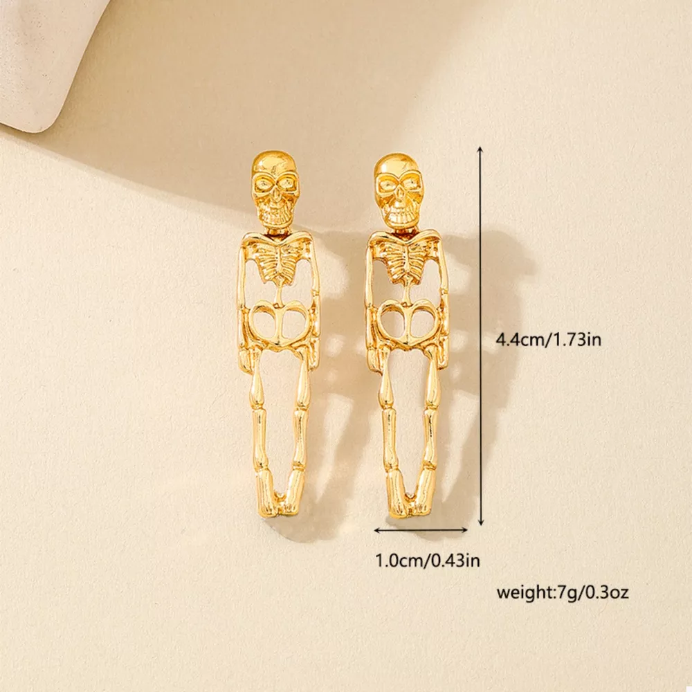 Halloween 18K Gold-Plated Skeleton Earrings, image 5