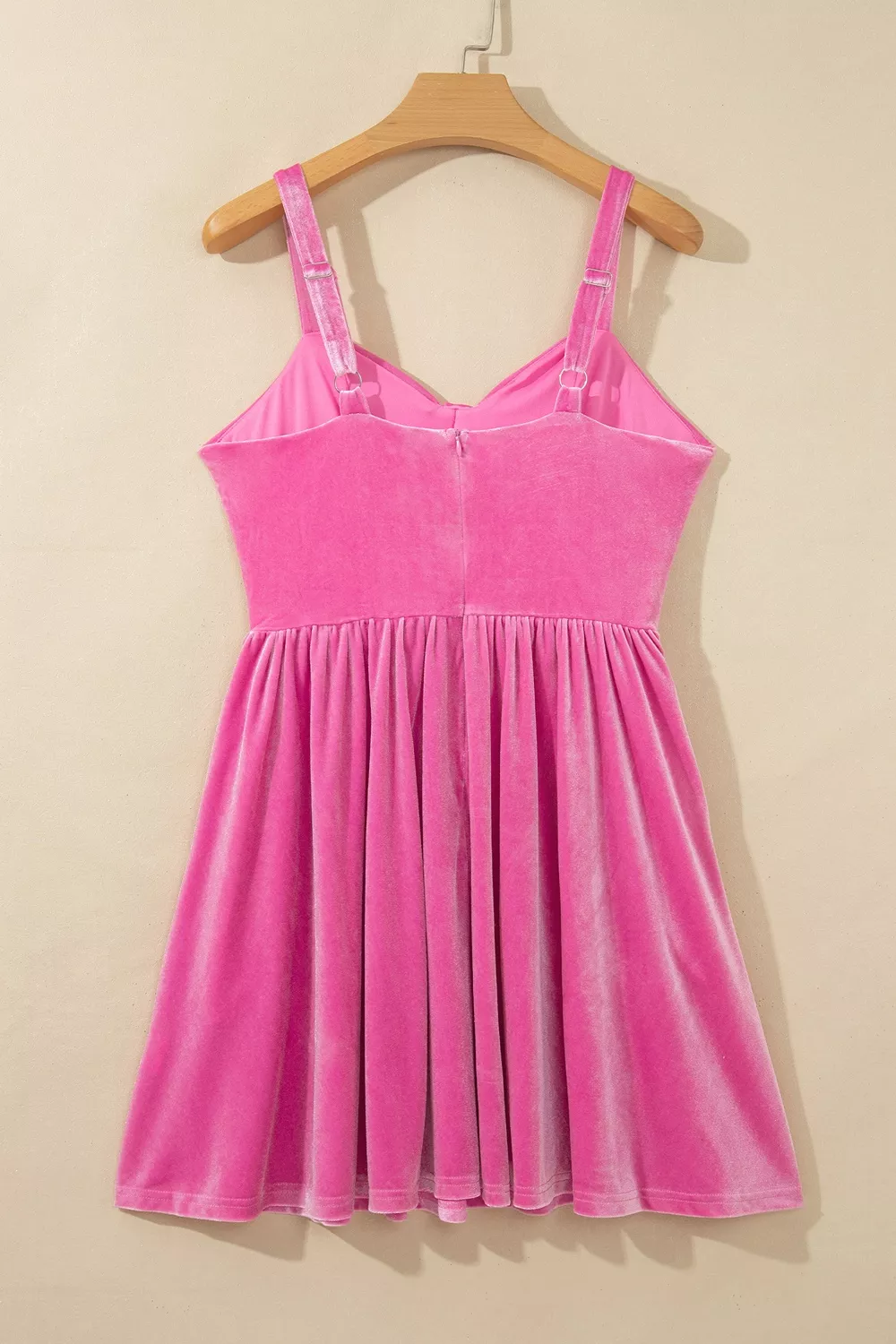 Sweet Bow Neck Adjustable Strap Velvet Short Dress, image 9