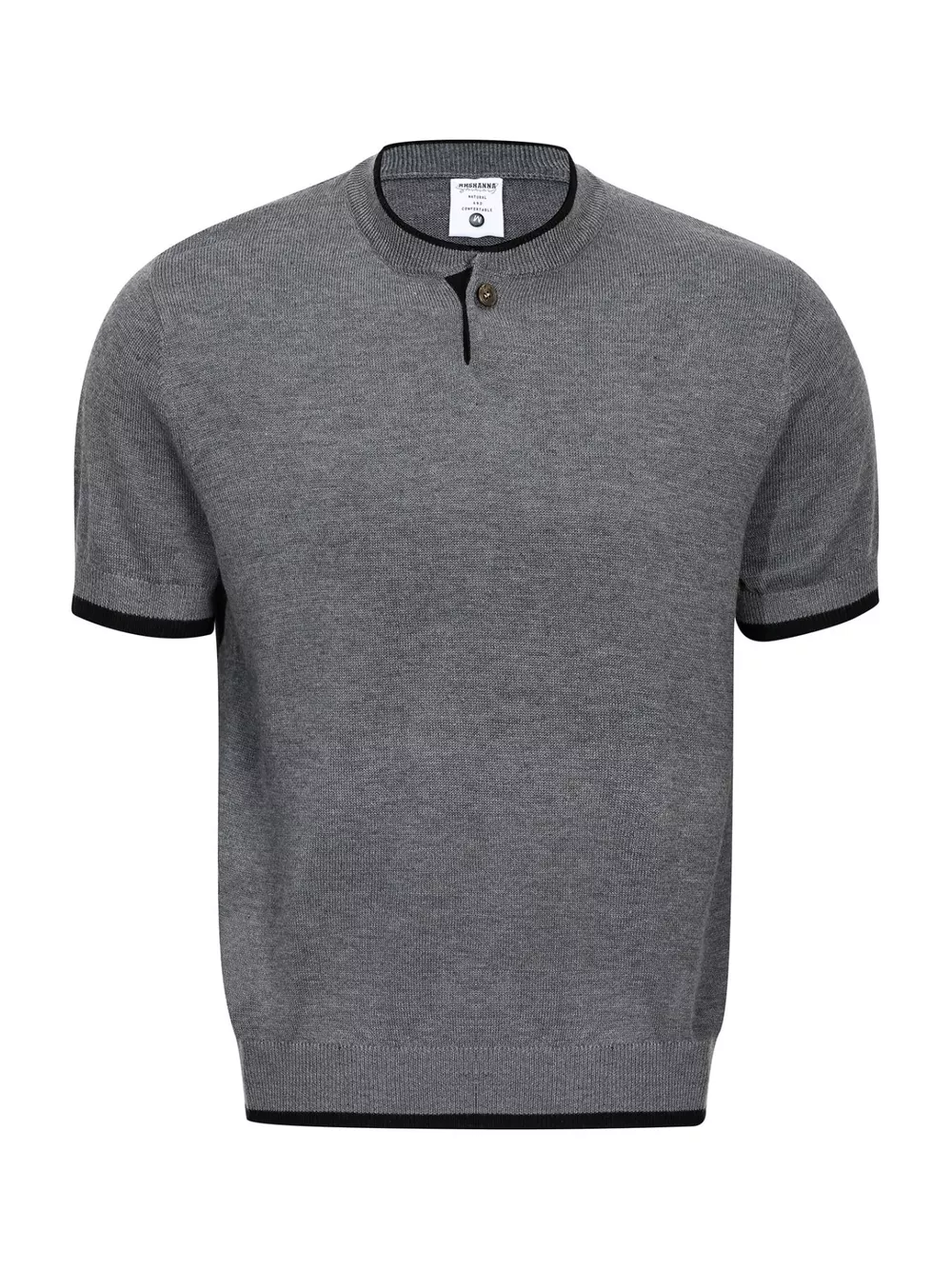 Men's Short Sleeve Collar Knit Top with Contrast Trim, image 4