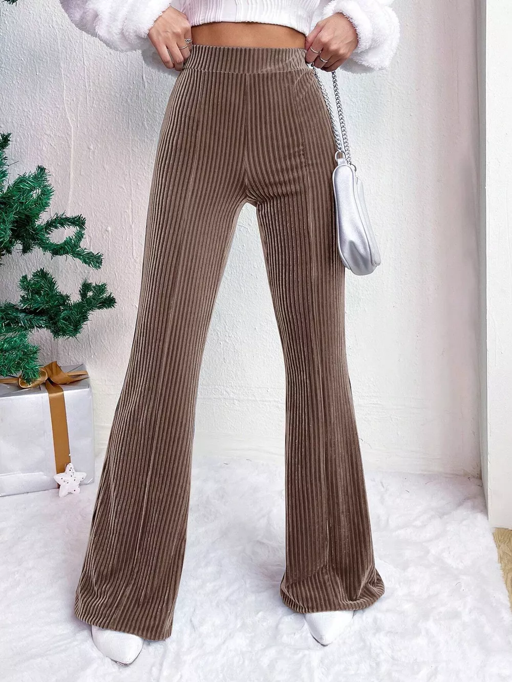 Corduroy High Waist Flare Pants, image 19
