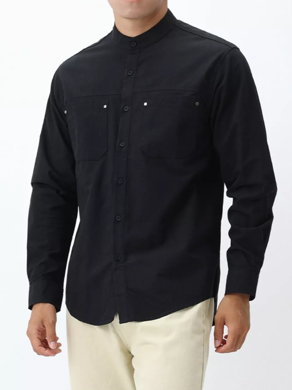 Men's Plus Size Casual Long Sleeve Shirt with Double Chest Pockets, image 6
