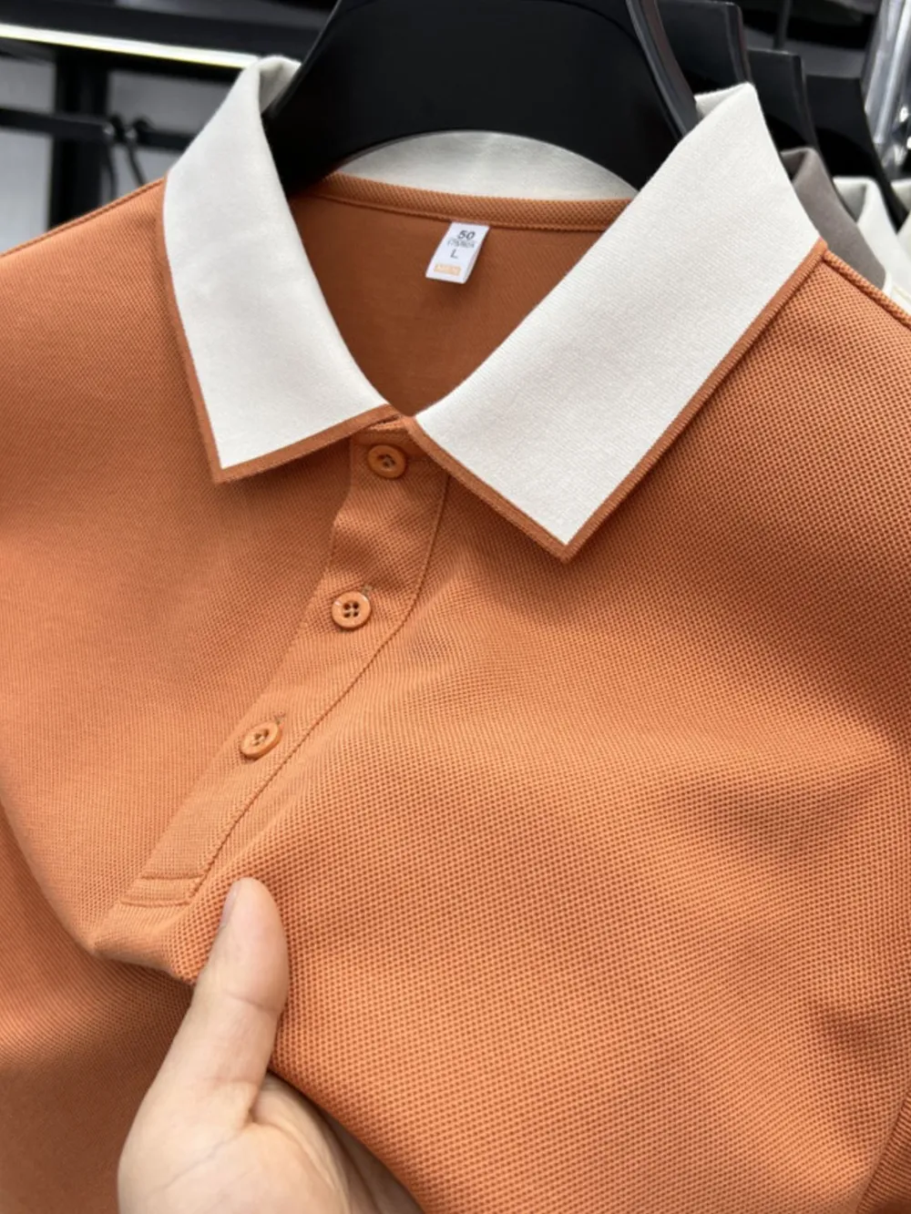 Men's Plus Size Contrast Collar Short Sleeve Polo, image 5