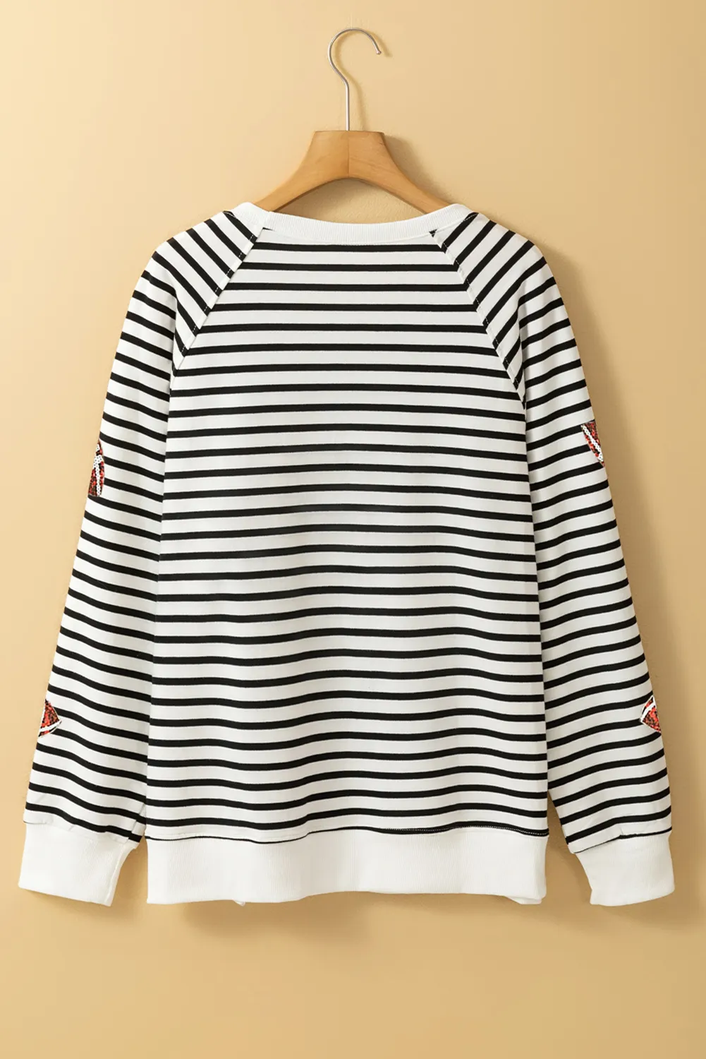 Sequin Football Striped Long Sleeve Sweatshirt, image 2