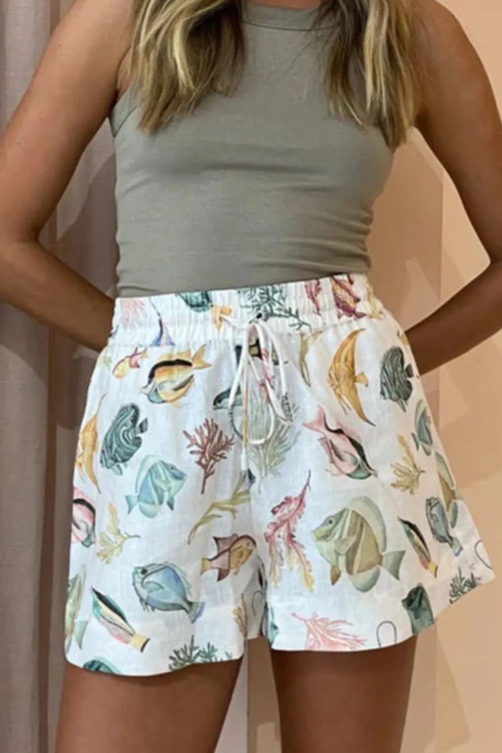 Tropical Print Oversized Button-Up Shirt and Shorts Set, image 4