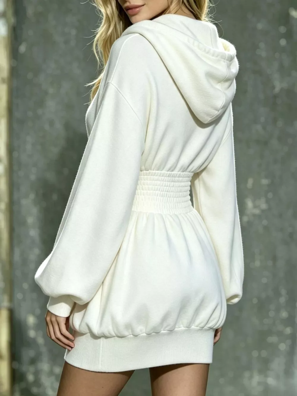 Hooded Long Sleeve Zip-Up Sweatshirt Dress, image 2
