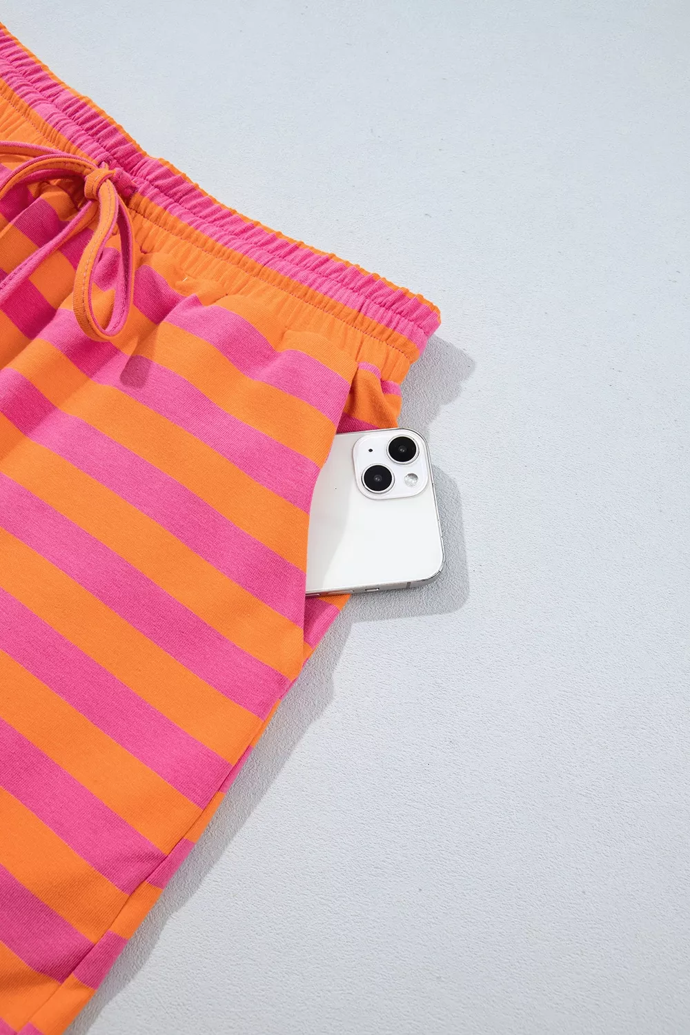 Stripe Color Block Patchwork Mock Neck Pullover Drawstring Mini Skort Set, image 9