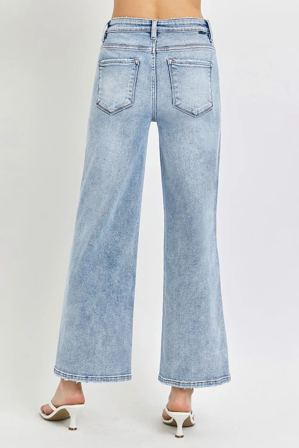 Full Size Tummy Control High Rise Crop Wide Leg Jeans, image 2