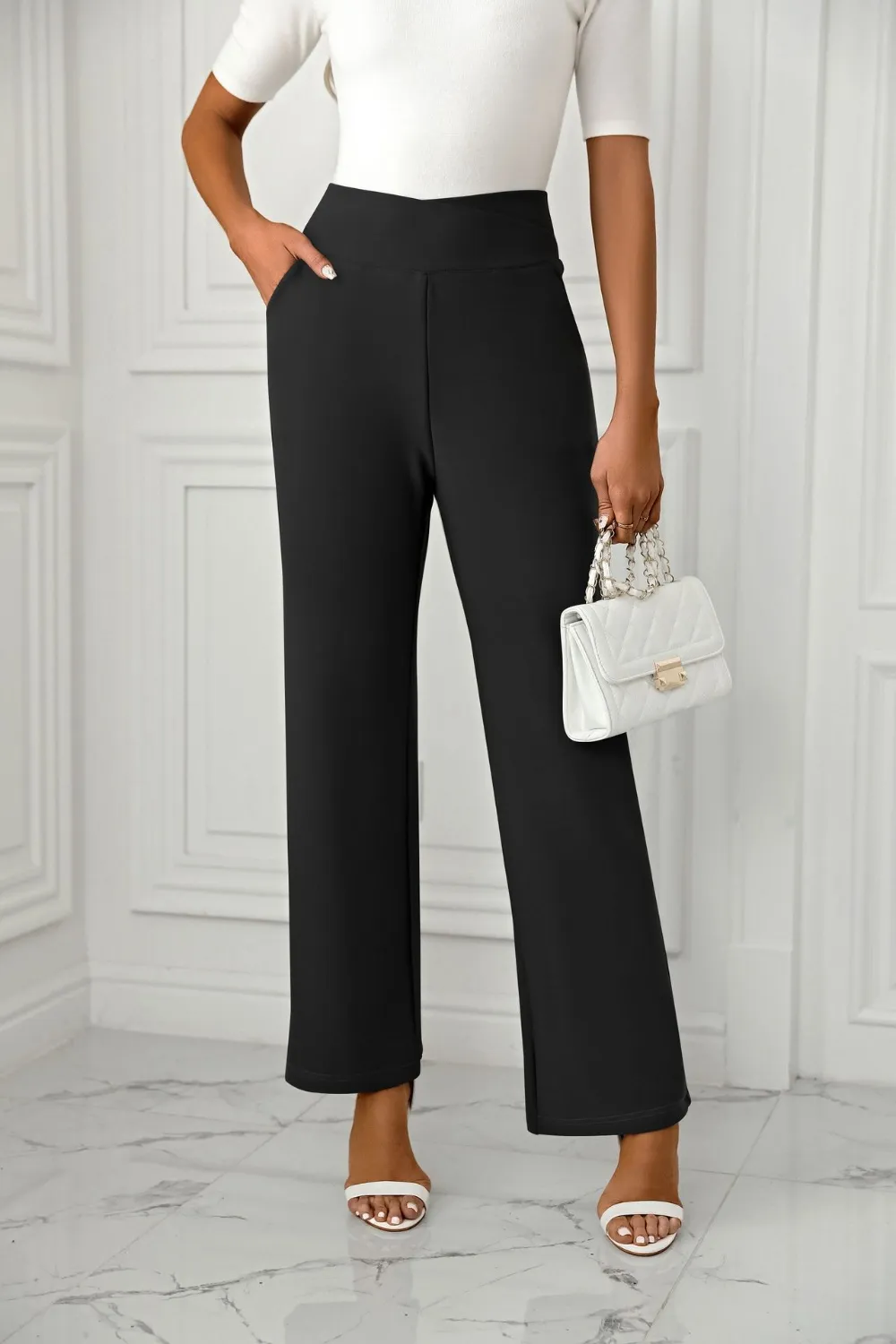 High Waist Straight Leg Pants, image 2