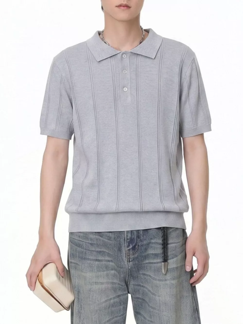 Men's Button Detail Short Sleeve Polo, image 6