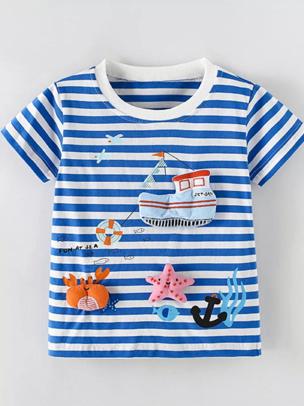 Children's Nautical Adventure Striped Short Sleeve Tee, image 2