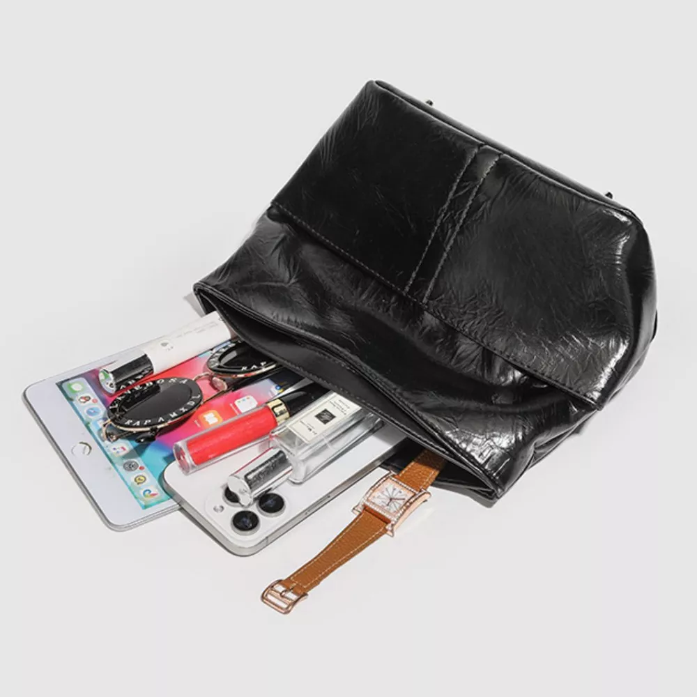 Glossy Patent Leather Minimalist Tote Handbag, image 5