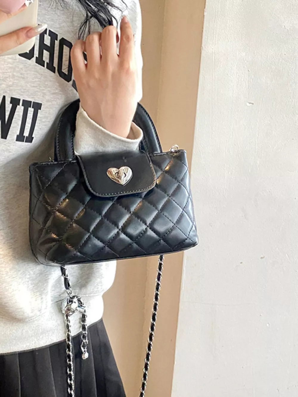 Quilted Heart Lock Crossbody Bag, image 5