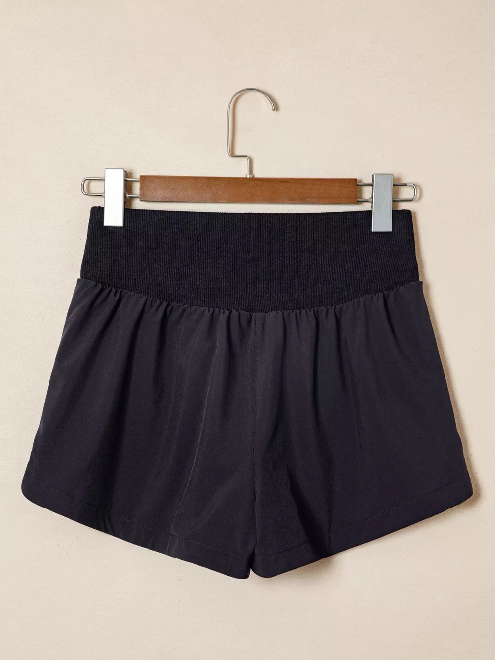 Solid Color Ribbed Patchwork High Waist Athletic Shorts, image 7