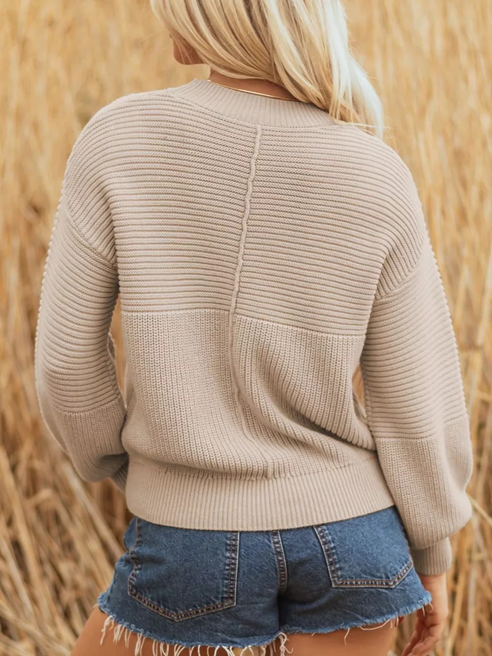 Texture Knitted Dropped Shoulder Sweater, image 4