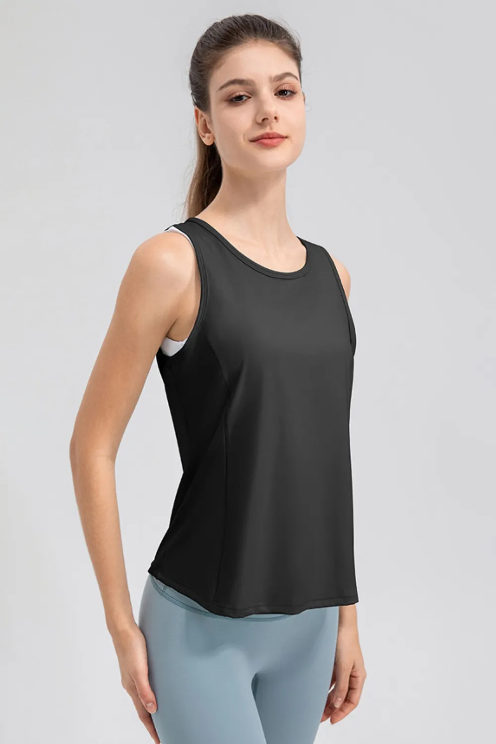 Wide Strap Round Neck Active Tank, image 10