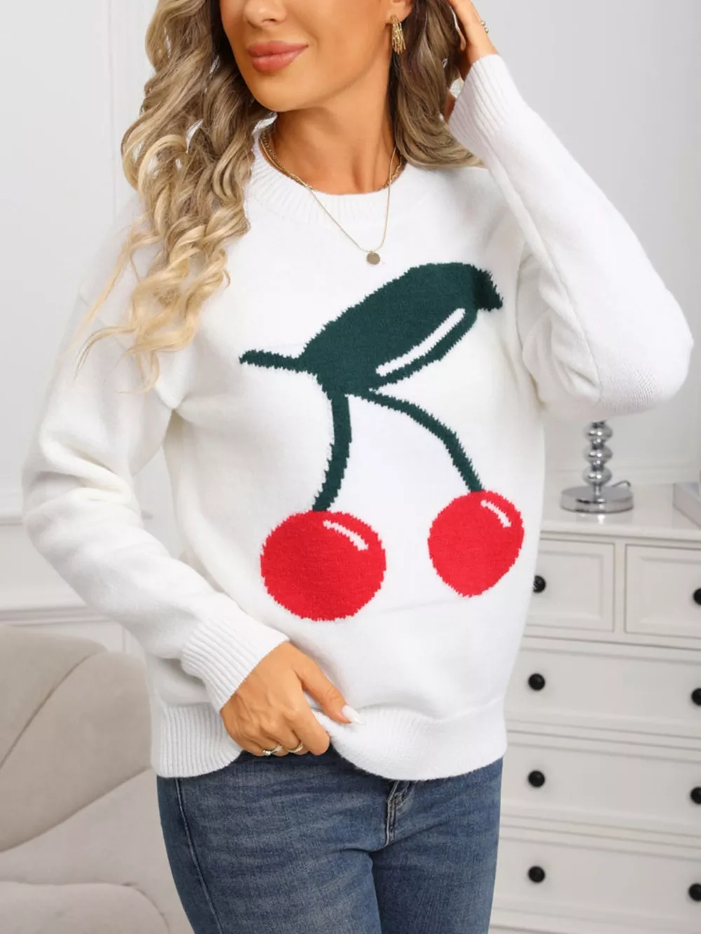 Cherry Round Neck Sweater, image 3