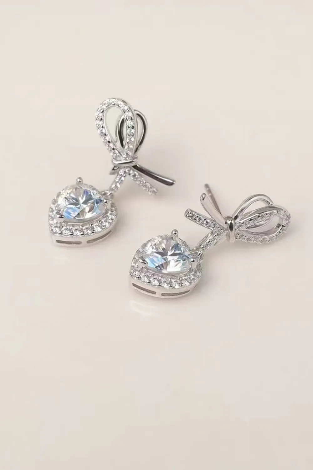 2 Carat Moissanite 925 Sterling Silver Heart Earrings, image 4
