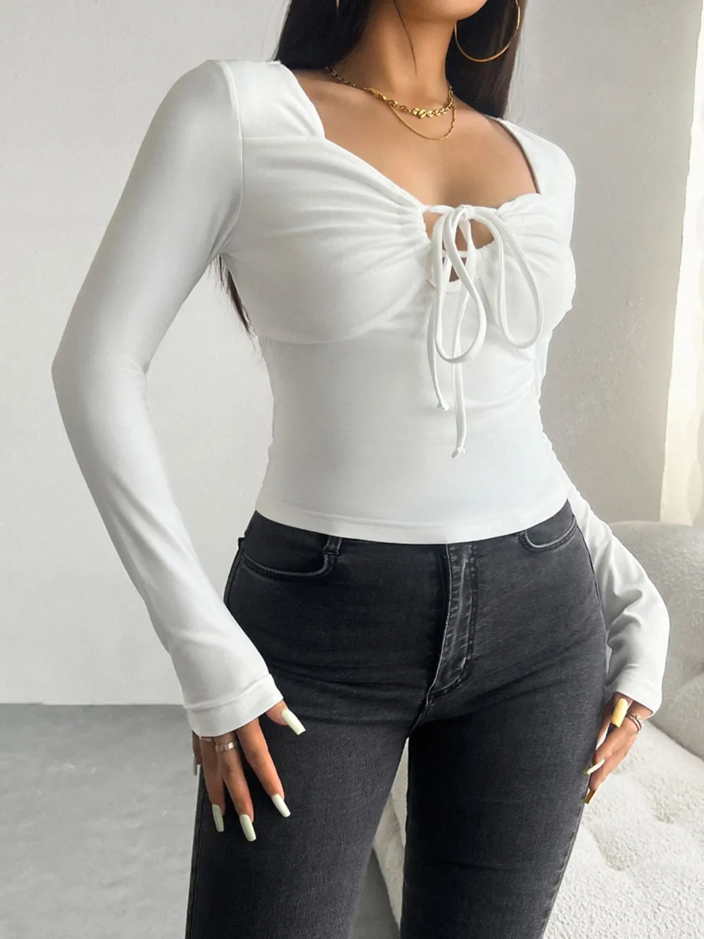 Tied Long Sleeve T-Shirt, image 3