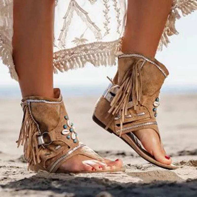 Fringe Ankle Cuff Sandals, image 4