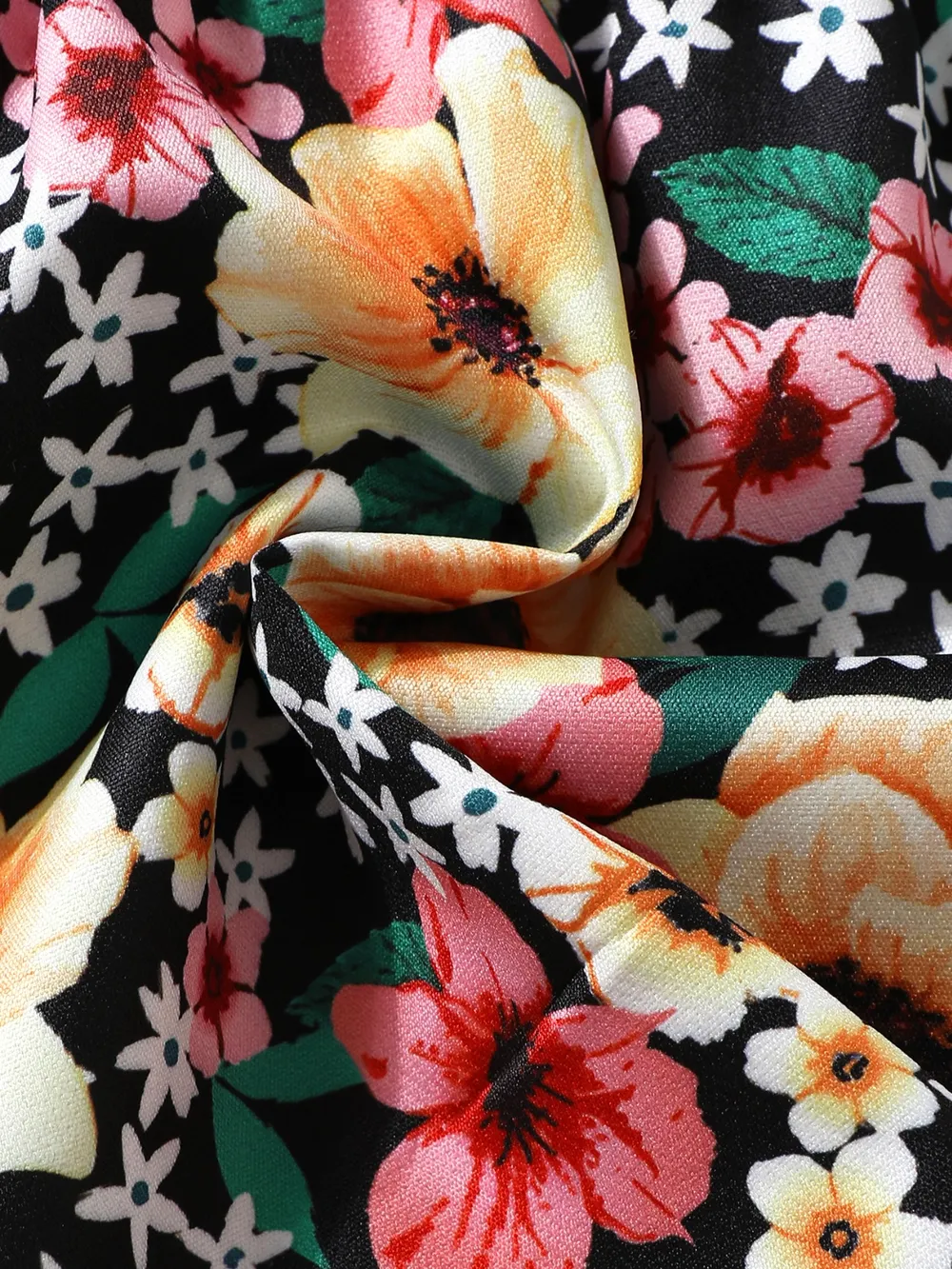 Children's Ruffled Bow Contrast Floral Dress with Headband, image 7