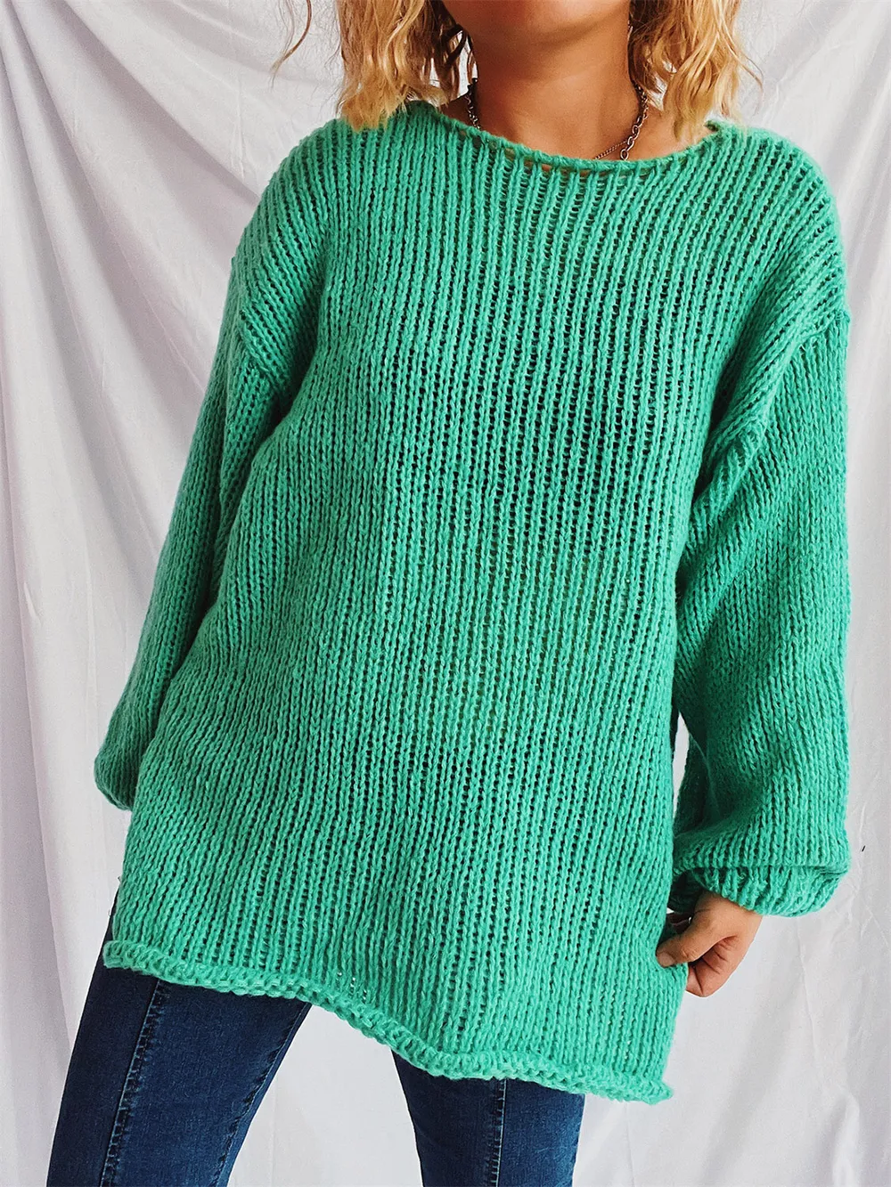 Boat Neck Dropped Shoulder Sweater, image 15