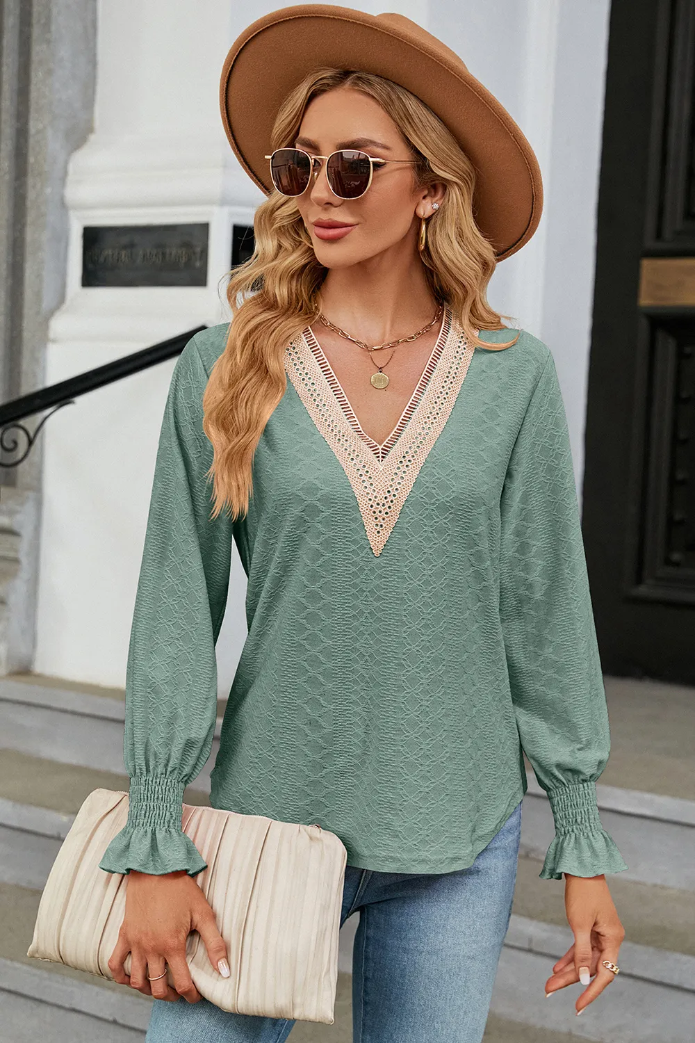 V-Neck Flounce Sleeve T-Shirt, image 20