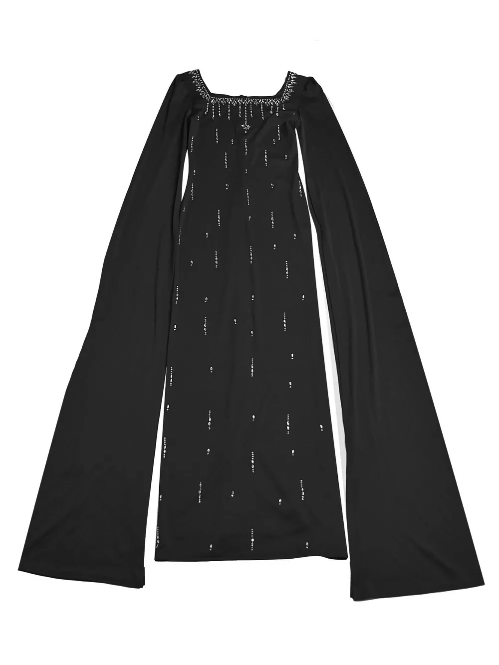 Rhinestone Square Neck Slit Sleeve Maxi Dress, image 6