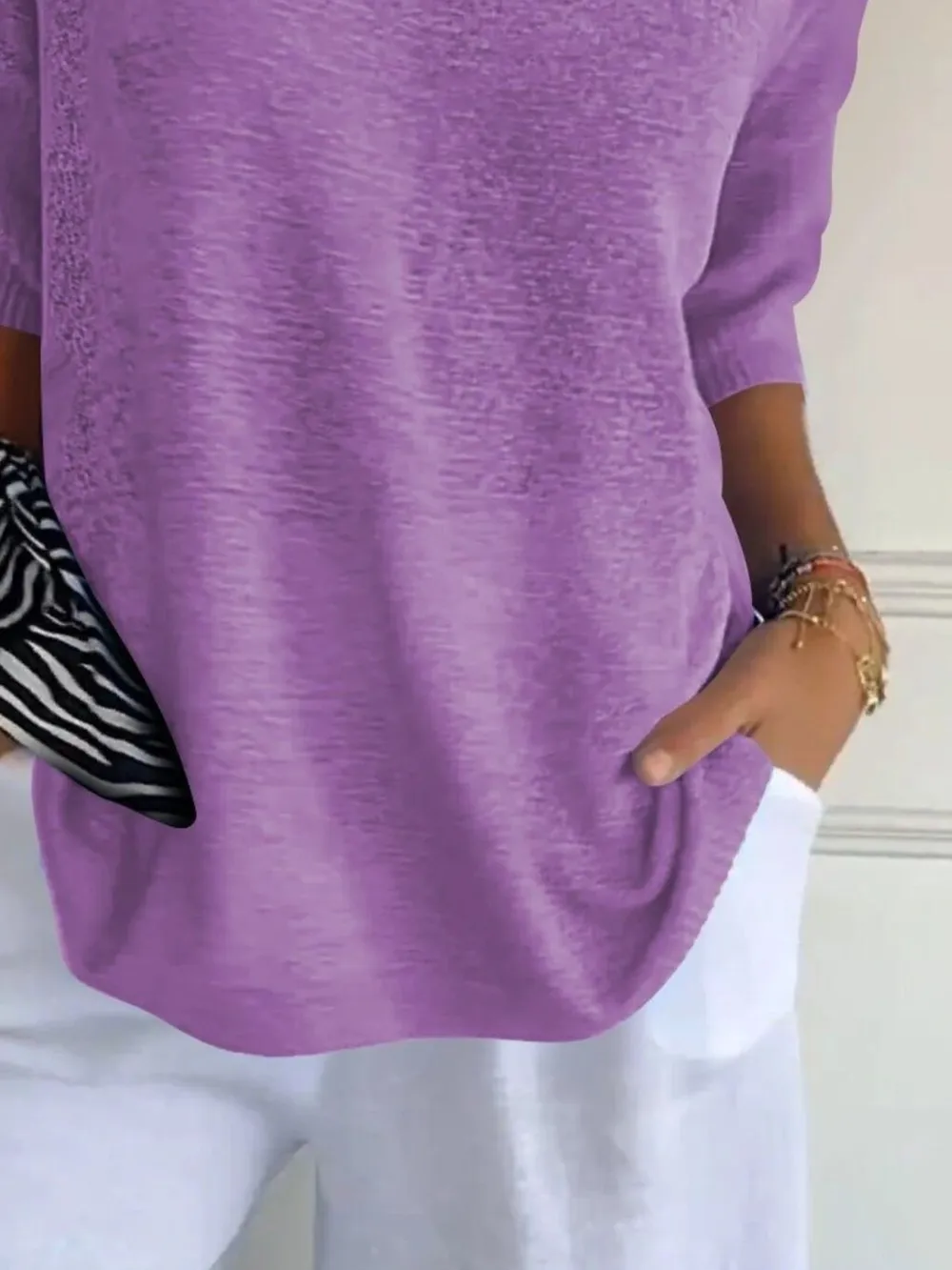 Full Size Relaxed Fit Ribbed Hem Sweater Plus Size, image 8