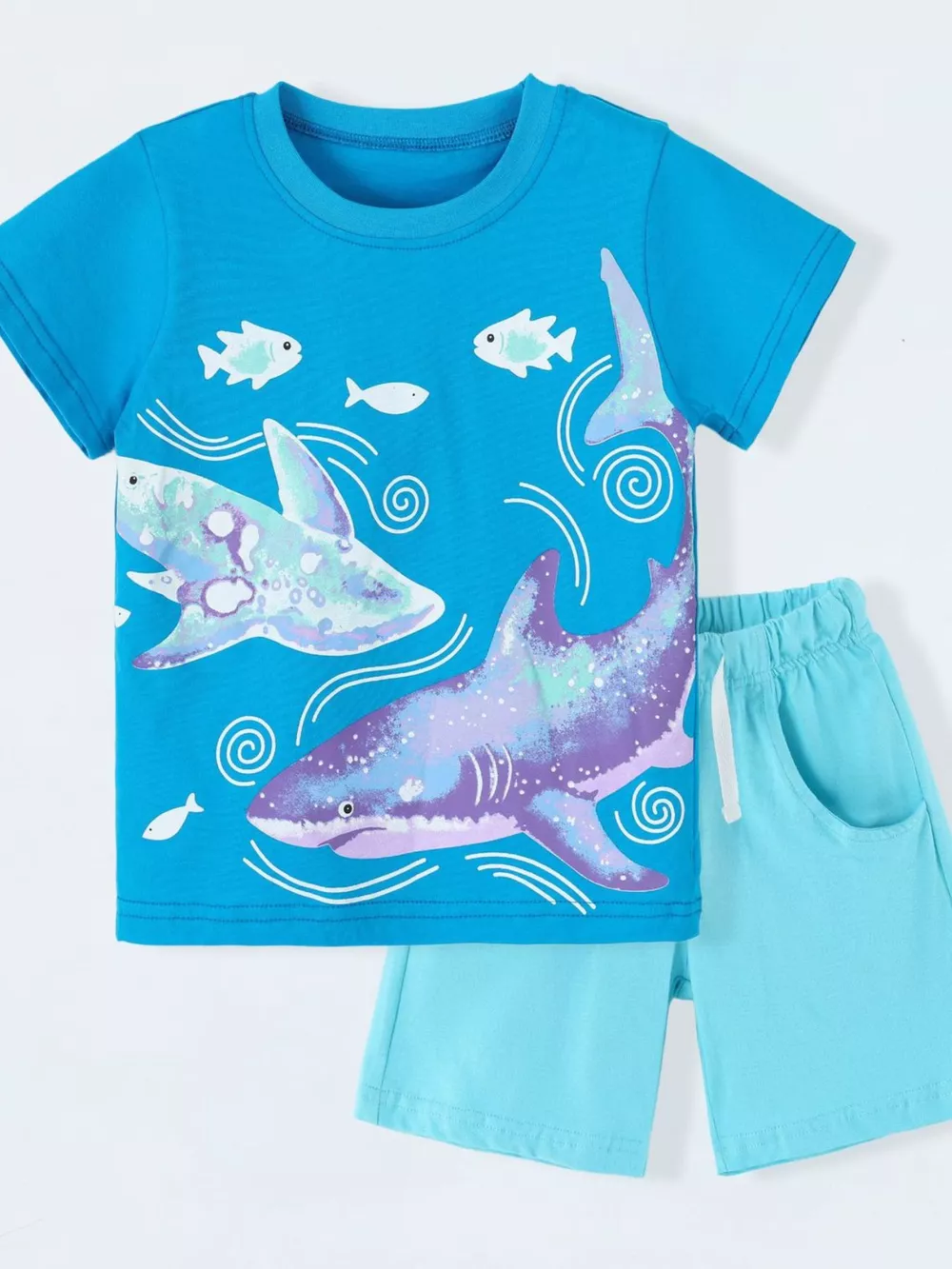 Children's Shark Print Cotton T-Shirt, image 2