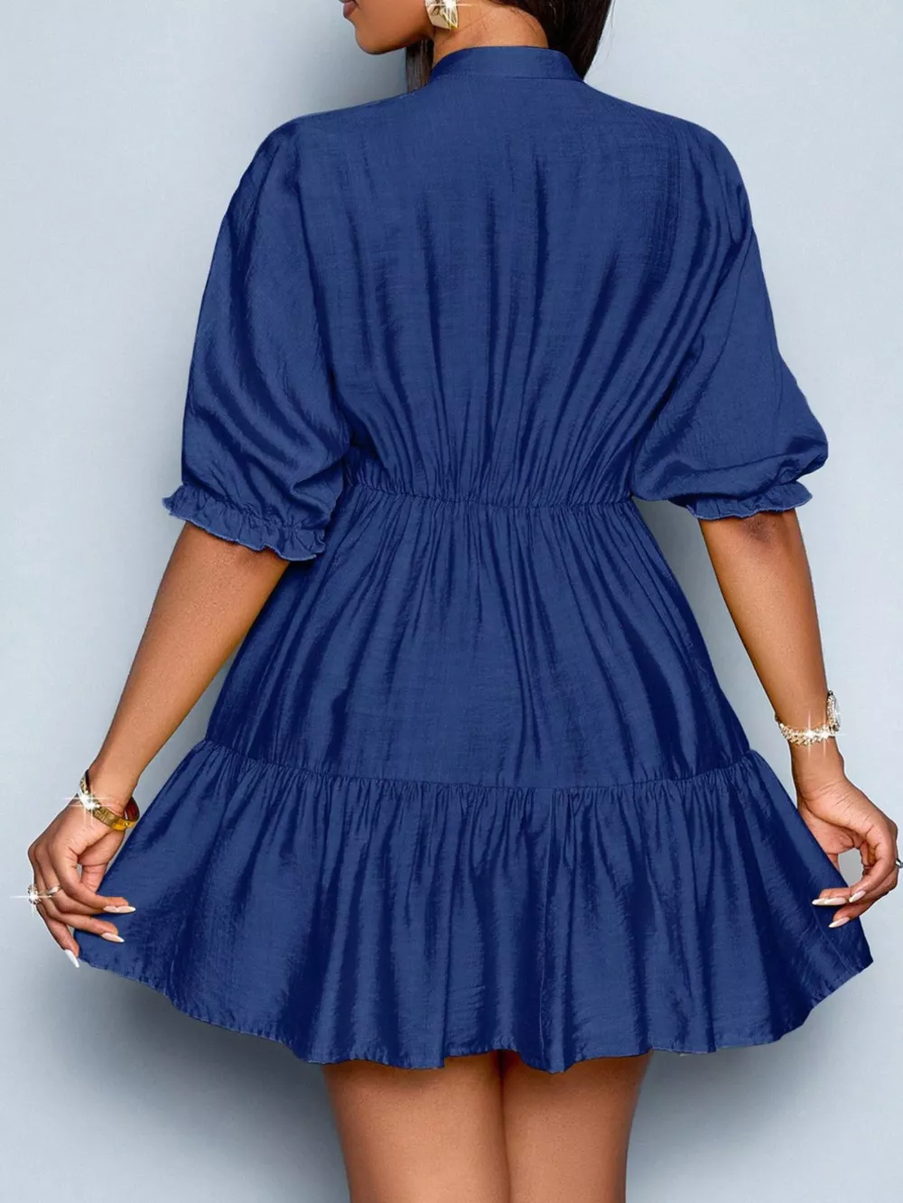 Notched Half Sleeve Tiered Dress, image 5