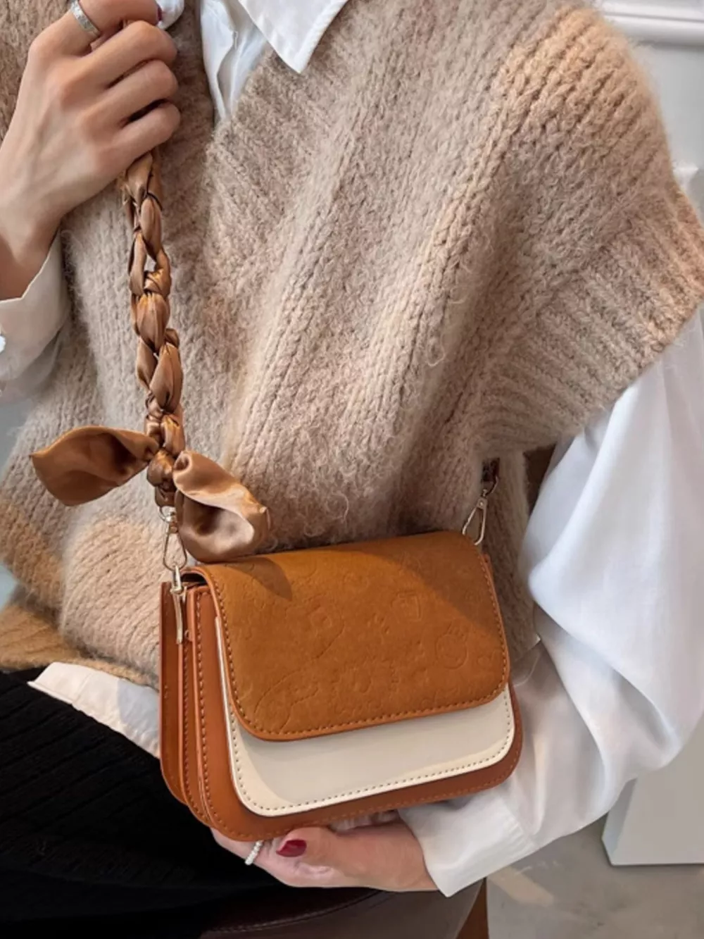 Color Block Flap Crossbody Bag, image 3